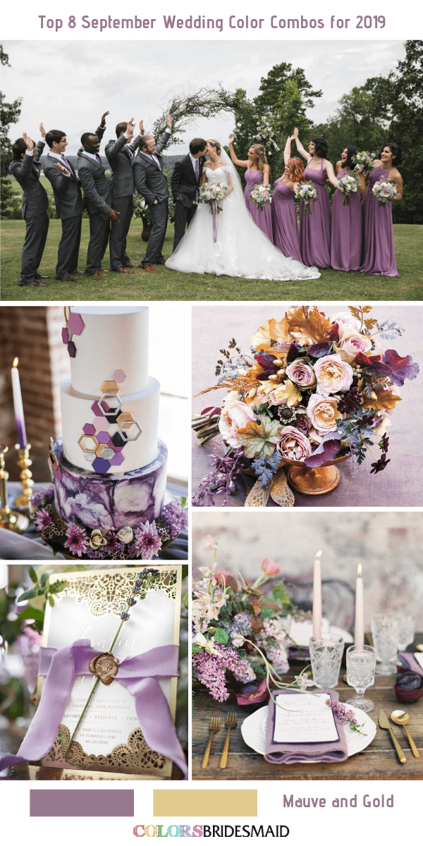 8 September Wedding Color Combos for 2019- Mauve + Gold
